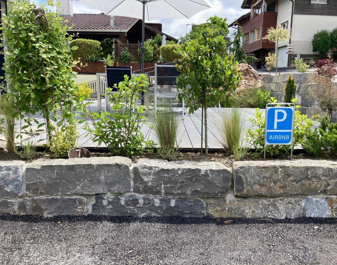 Moderne Unterkunft mit Panoramablick auf Thunersee Krattigen Exterior foto